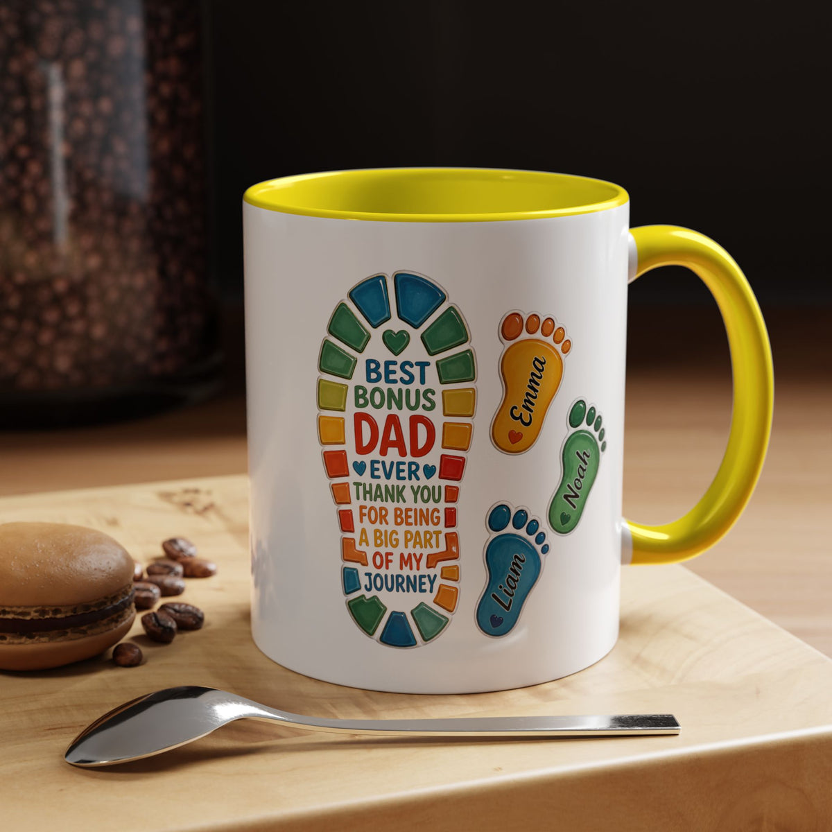 Personalized Bonus Dad Mug, Custom Stepdad Coffee Mug with Kids Names, Father's Day Gift for Bonus Father, Family Appreciation Cup