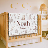 Personalized Woodland Baby Name Woven Blanket Custom Nursery Blanket Forest Animal Decor Baby Shower Gift