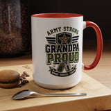 Army Strong Grandpa Mug, Grandpa Proud Military Coffee Cup, Veteran Grandfather Gift, Service Legacy Present for Birthday or Father's Day