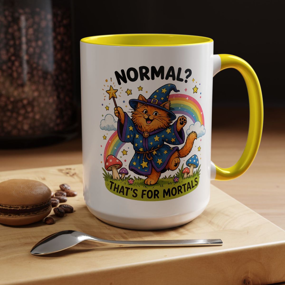 Funny Wizard Cat Mug, Normal That's For Mortals Coffee Mug, Magical Cat Lover Gift, Fantasy Wizard Kitty Mug for Book Lovers