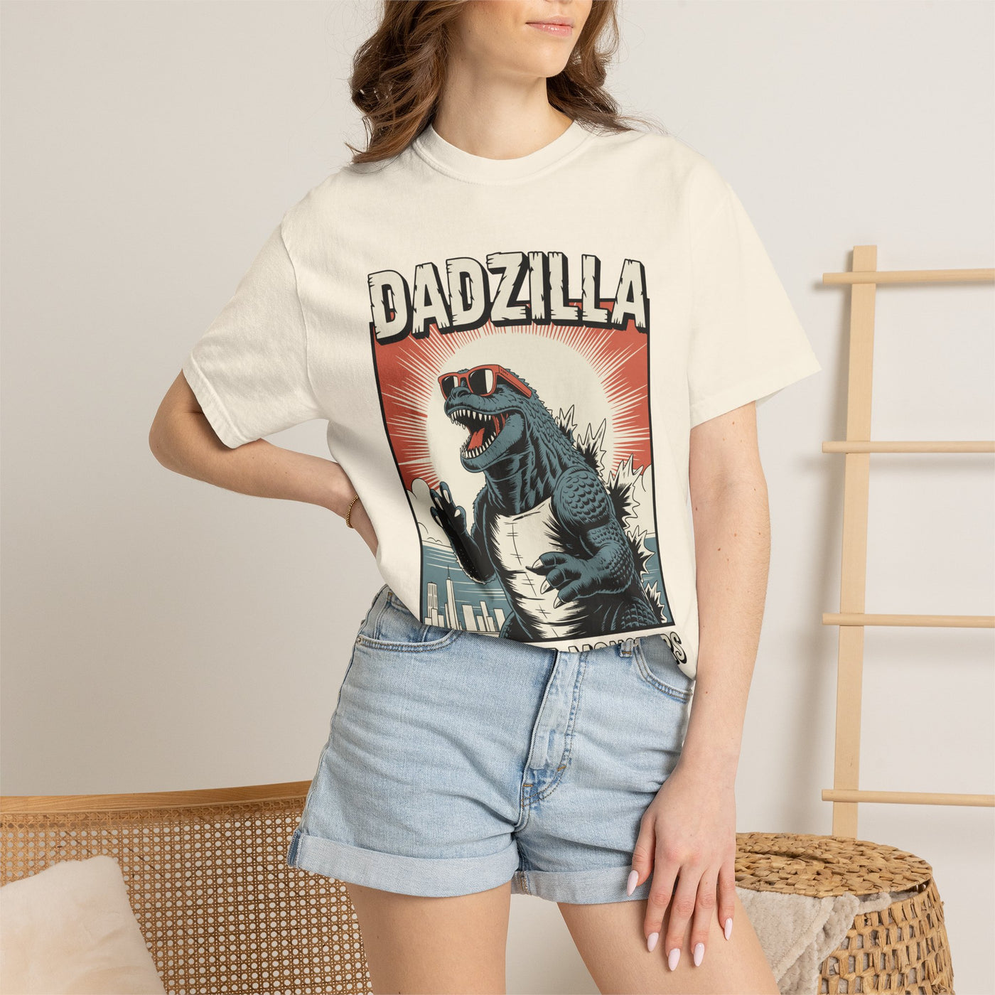Funny Dadzilla Comfort Colors Shirt, Father of Monsters Graphic Tee, Cool Dinosaur Dad Shirt, Father's Day Gift for Dad, Retro Kaiju Tee