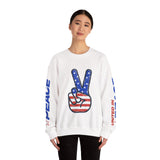 United in Peace Sweatshirt, Patriotic Peace Sign Crewneck, American Flag Pullover, USA 250th Anniversary Outfit, Fourth of July Gift