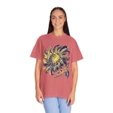 Celestial Sun Graphic Shirt, Blue and Gold Cosmic T-Shirt, Mystical Night Sky Tee, Astrology Gift for Stargazers and Dreamers, Gift Idea