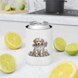Golden Puppy Can Cooler, Cute Dog and Daisy Drink Sleeve, Gift for Dog Moms, Puppy Lovers, Pet Parents and Animal Lovers