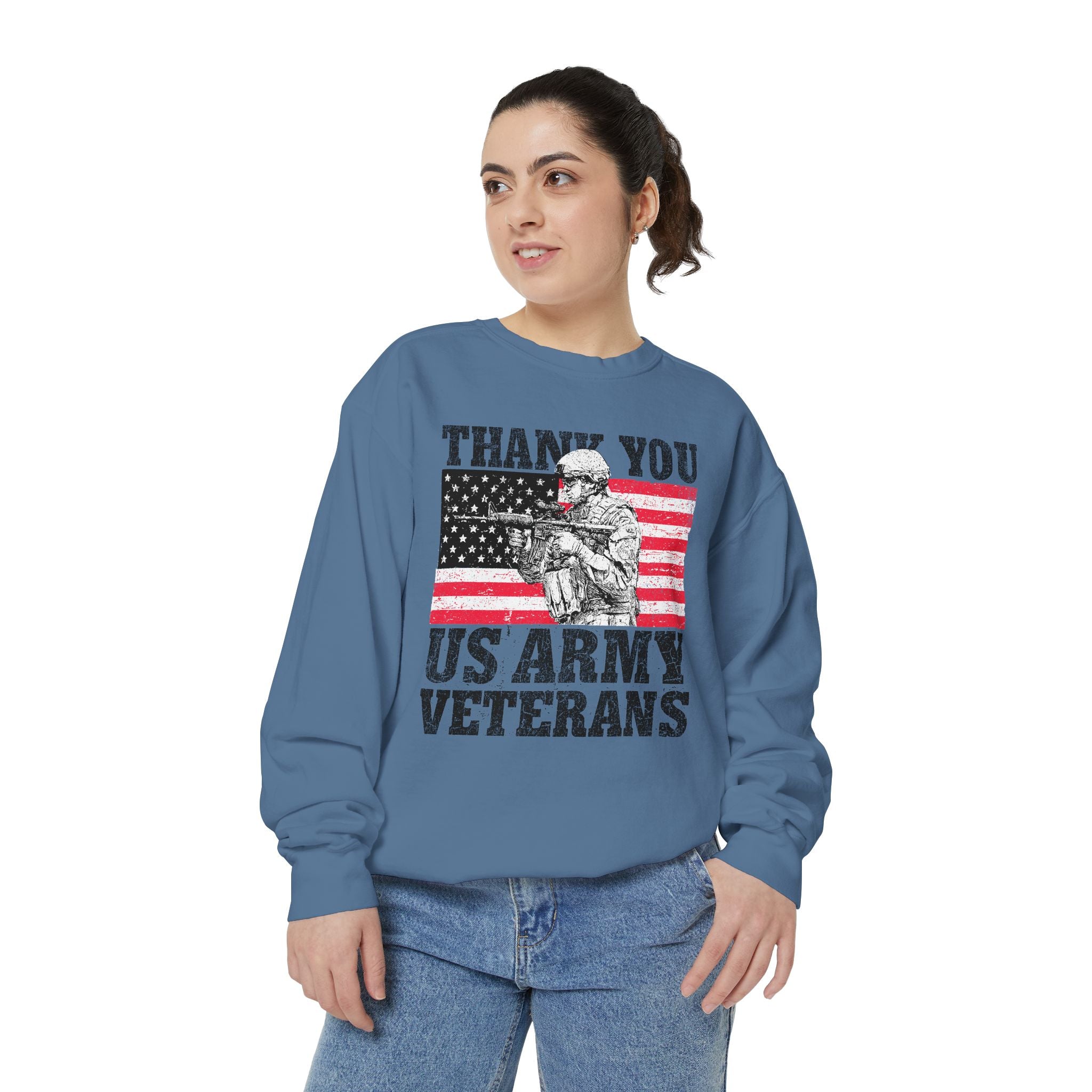 Thank You US Army Veterans Sweatshirt, Patriotic Soldier Crewneck, Military Appreciation Gift, American Flag Pullover for Veterans Day