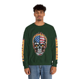 Patriotic Skull Sweatshirt, American Flag Skull Pullover, USA Biker Style Top, Edgy Americana Clothing, Fourth of July Gift