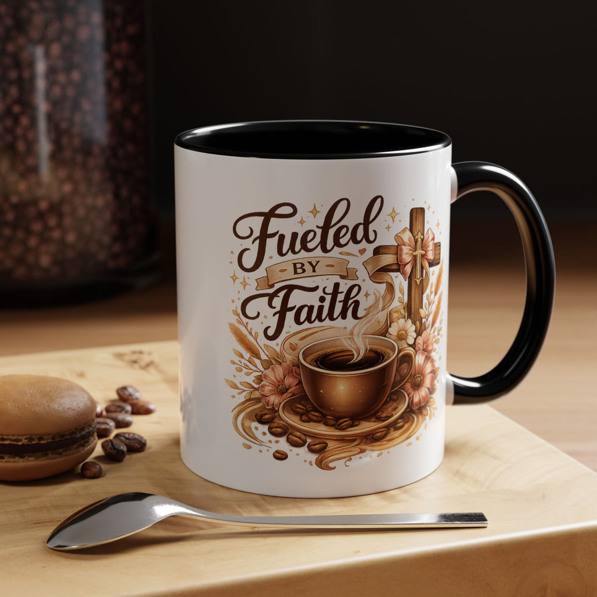 Christian Coffee Mug Fueled By Faith, Faith Based Coffee Cup, Religious Gift for Women, Prayer Warrior Mug, Inspirational Christian Gift
