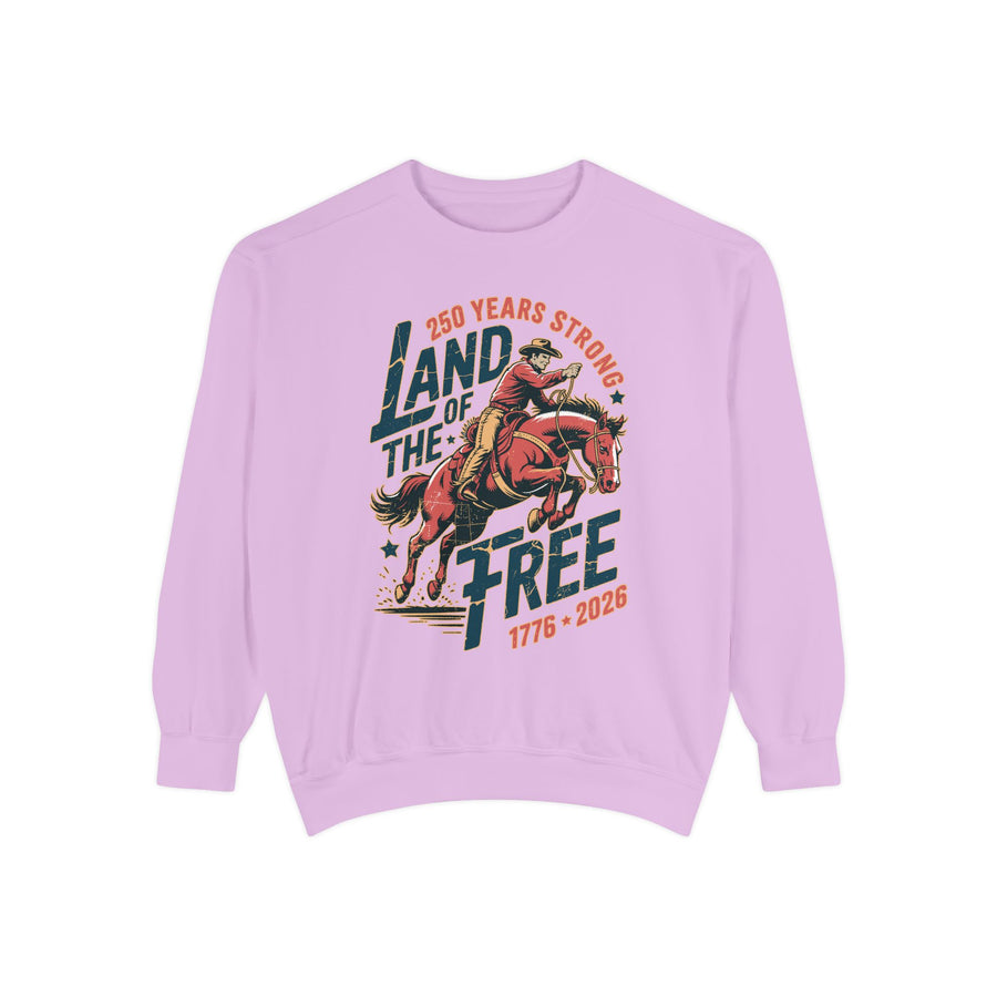 Land of the Free Comfort Colors Sweatshirt, Patriotic Cowboy Sweatshirt, Western Fourth of July Shirt, Americana Gift