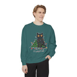 It Wasn't Me Black Cat Christmas Sweatshirt, Funny Holiday Crewneck, Mischievous Kitty Lights Pullover, Gift for Cat Mom or Cat Dad