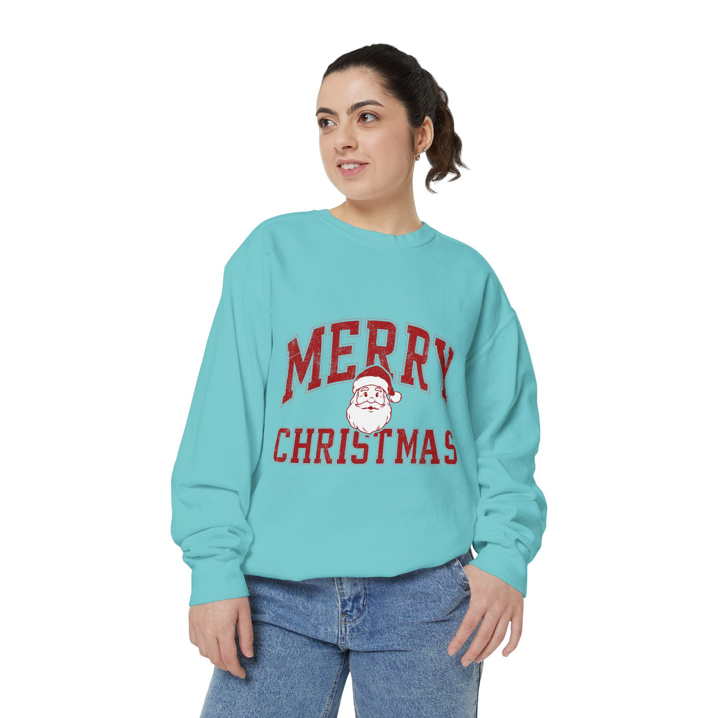 Merry Christmas Santa Sweatshirt, Vintage Holiday Crewneck, Festive Christmas Party Pullover, Retro Santa Claus Gift for Family Photos