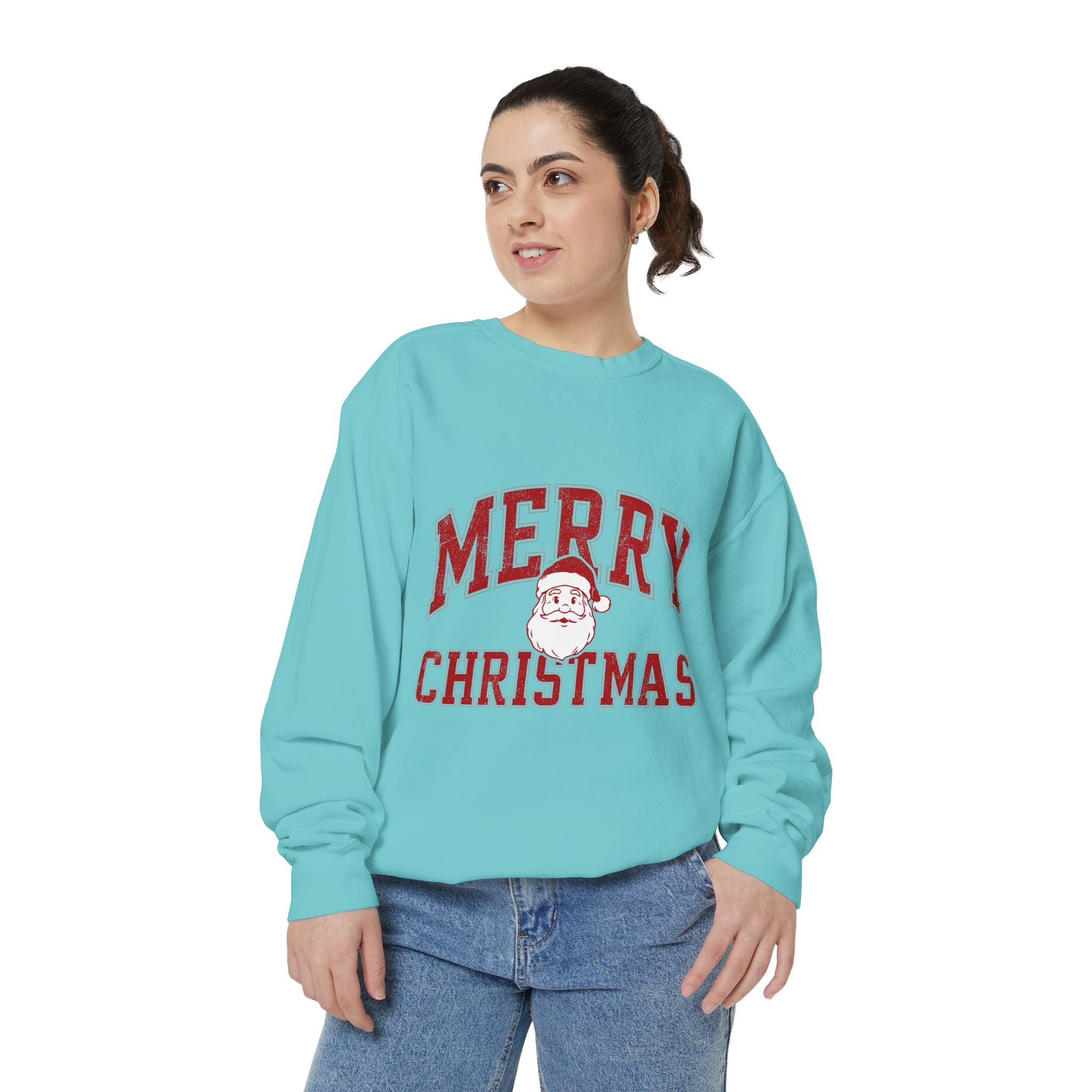 Merry Christmas Santa Sweatshirt, Vintage Holiday Crewneck, Festive Christmas Party Pullover, Retro Santa Claus Gift for Family Photos