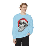 Skull Santa Sweatshirt, Gothic Christmas Crewneck, Creepy Holiday Skeleton Pullover, Alternative Xmas Gift for Metalhead or Horror Fan
