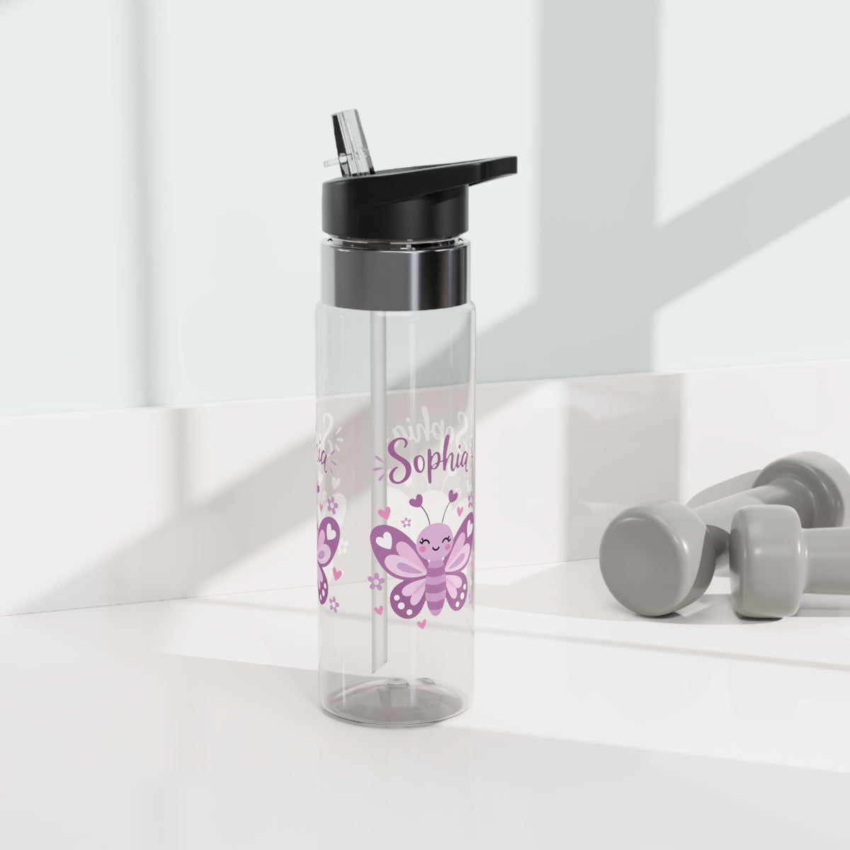 Cute Butterfly Personalized Water Bottle, Custom Name Drink Bottle, School Gift, Butterfly Lover Present, Birthday Gift, Reusable Bottle