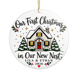 Personalized First Home Christmas Ornament, Our New Nest House with Couple Names and Year, Housewarming Keepsake Gift for New Homeowners