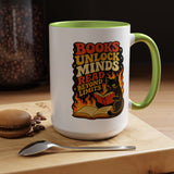 Book Lover Cat Coffee Mug, Reading Cat Mug for Bookworms, Literary Gift for Readers, Librarian Teacher Cup, Books Unlock Minds
