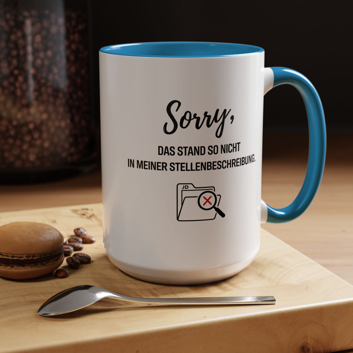 Sorry Das Stand So Nicht In Meiner Stellenbeschreibung Coffee Mug, Funny German Office Joke Gift for Coworkers, Sarcastic Job Description Ceramic Tea Cup with Pink Handle
