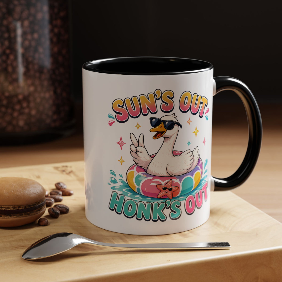 Funny Goose Summer Coffee Mug, Sun's Out Honk's Out Mug, Cute Goose Pool Float Cup, Beach Vacation Gift, Summer Lover Mug