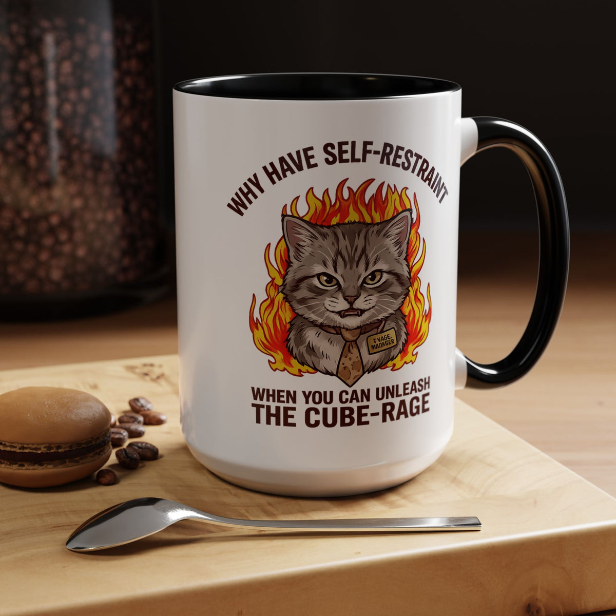 Funny Angry Cat Coffee Mug, Cube Rage Office Mug, Cat Lover Humor Gift, Workplace Stress Mug, Coworker Gift for Cat Owners