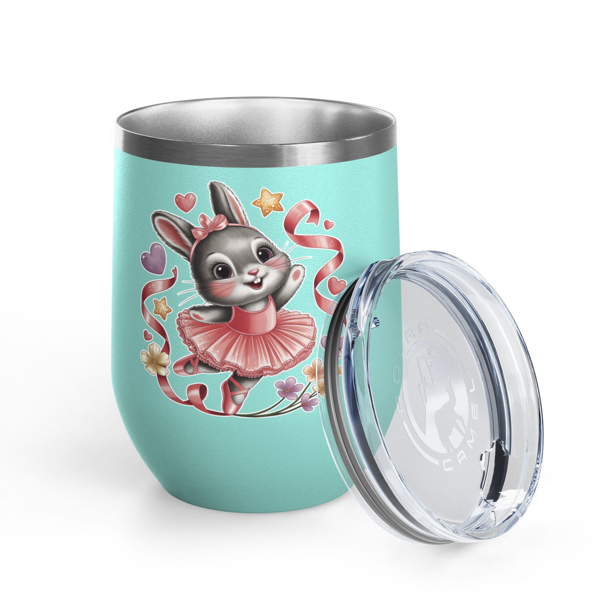 Ballet Bunny Wine Tumbler, Cute Pink Rabbit Cup, Gift for Ballerinas, Dance Students, Bunny Lovers and Ballet Besties