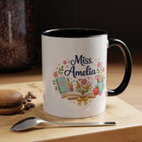 Personalized Teacher Coffee Mug, Custom Teacher Name Gift, Floral Teacher Mug, Teacher Appreciation Present, Classroom Gift
