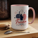 Let Freedom Ring Patriotic Coffee Mug, Statue of Liberty Fourth of July Mug, American Flag Coffee Cup, USA Pride Gift, Independence Day Mug
