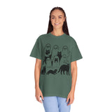 Ghost Cat Halloween Shirt, Cute Spooky Cats and Ghosts Graphic Tee, Cozy Pet Lover Gift, Minimal Black and White Fall Outfit for Women