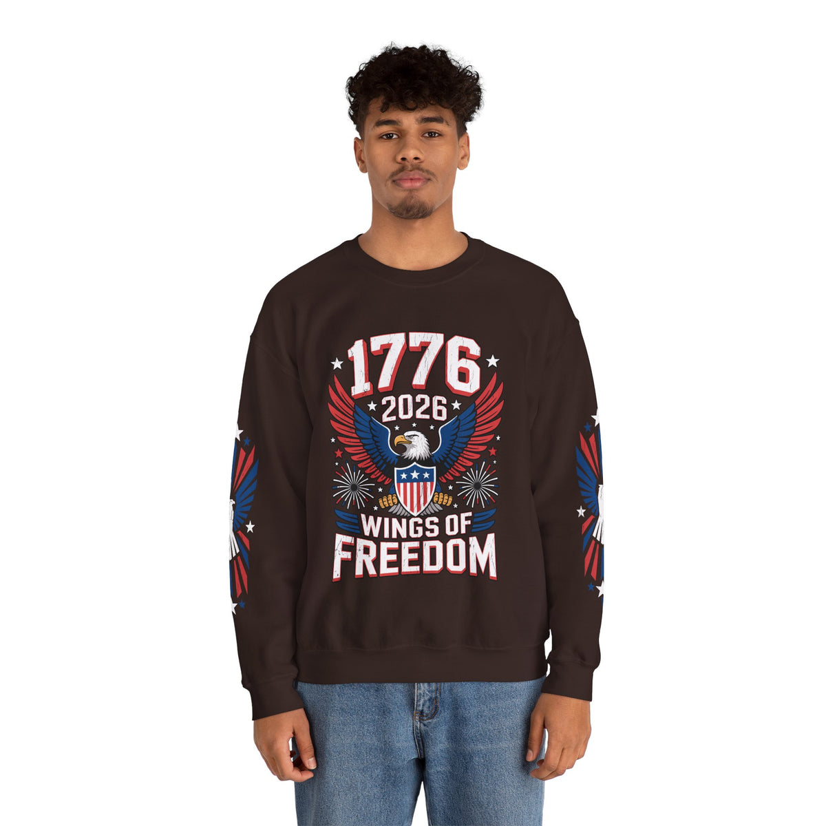 1776 Wings of Freedom Sweatshirt, Patriotic Eagle Pullover, American Flag Crewneck, USA 250th Anniversary Gift, Fourth of July Top