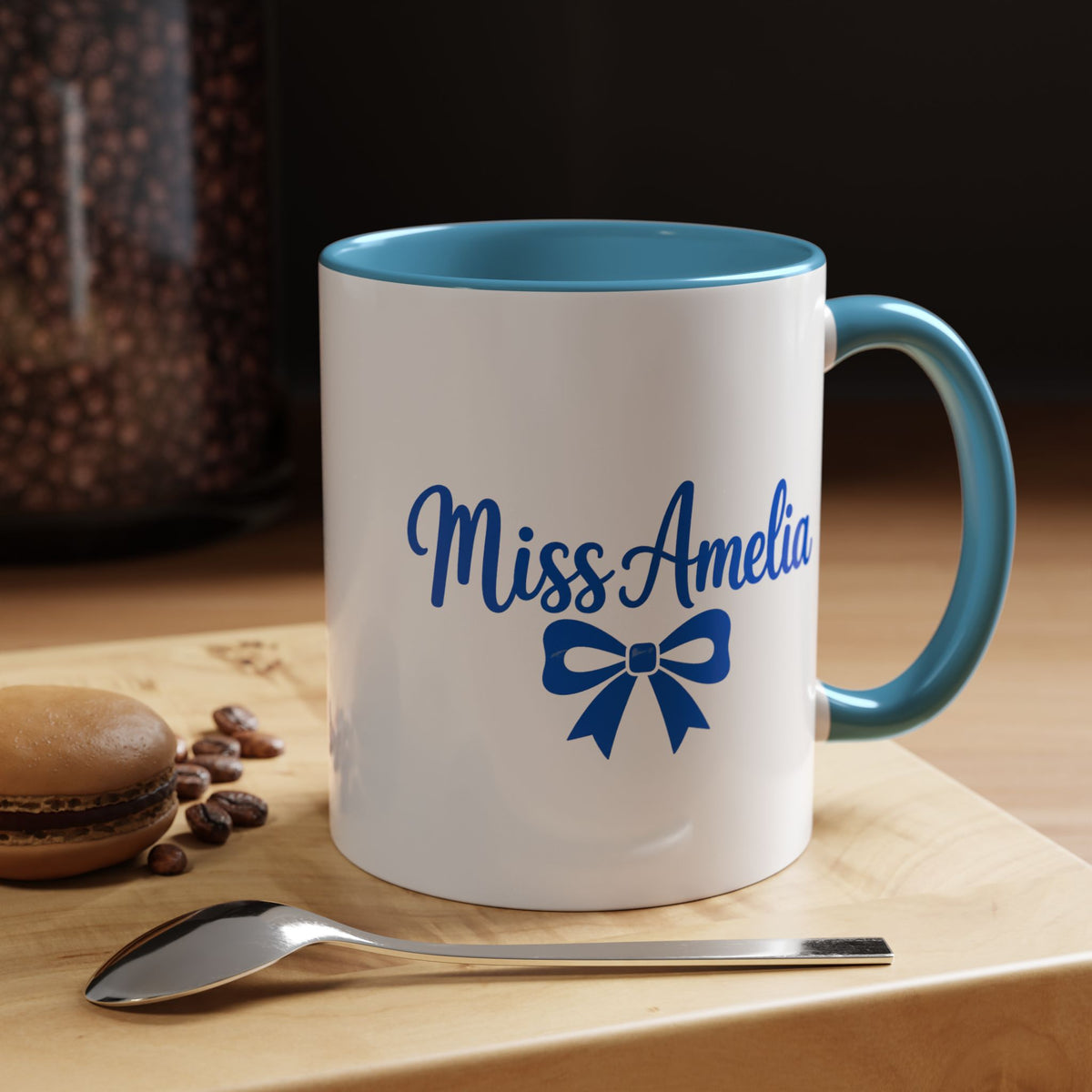 Personalized Teacher Name Mug, Custom Teacher Coffee Mug with Bow Design, Teacher Appreciation Gift, Classroom Desk Mug for Educators