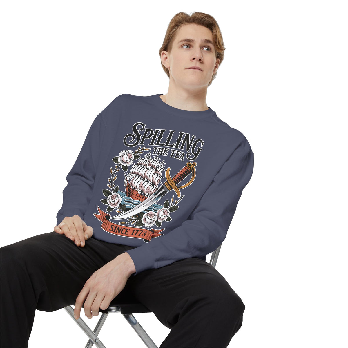 Spilling The Tea Since 1773 Comfort Colors Sweatshirt, Funny Boston Tea Party Crewneck, American History Humor