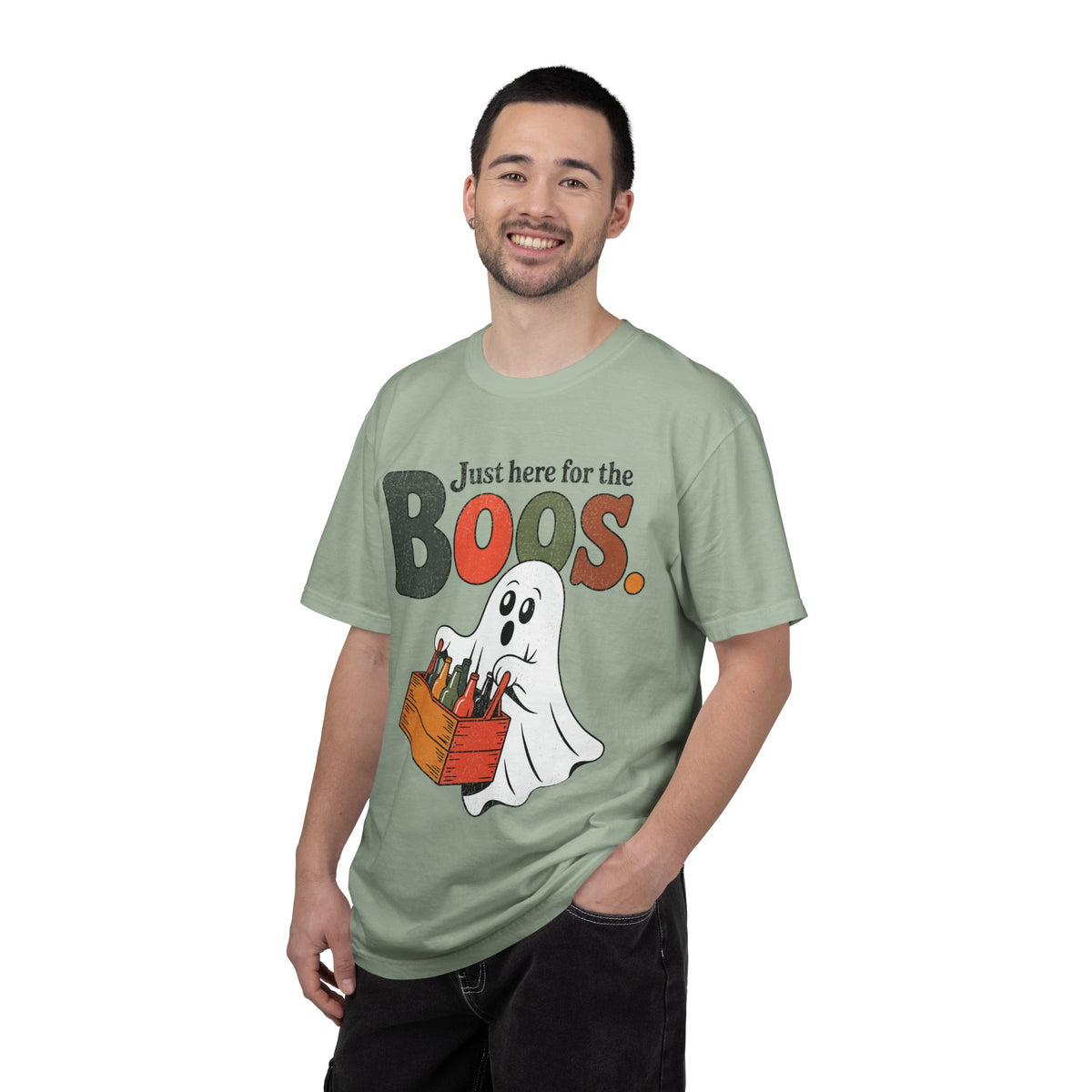 Funny Halloween Ghost Shirt, Where My Boos At Graphic Tee, Spooky Season Drinking Gift for Beer Lover, Fun Adult Costume Party Outfit