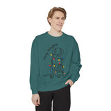 Merry Woofmas Dog Sweatshirt, Funny Christmas Puppy Crewneck, Holiday Lights Pet Lover Pullover, Cute Christmas Gift for Dog Mom or Dog Dad