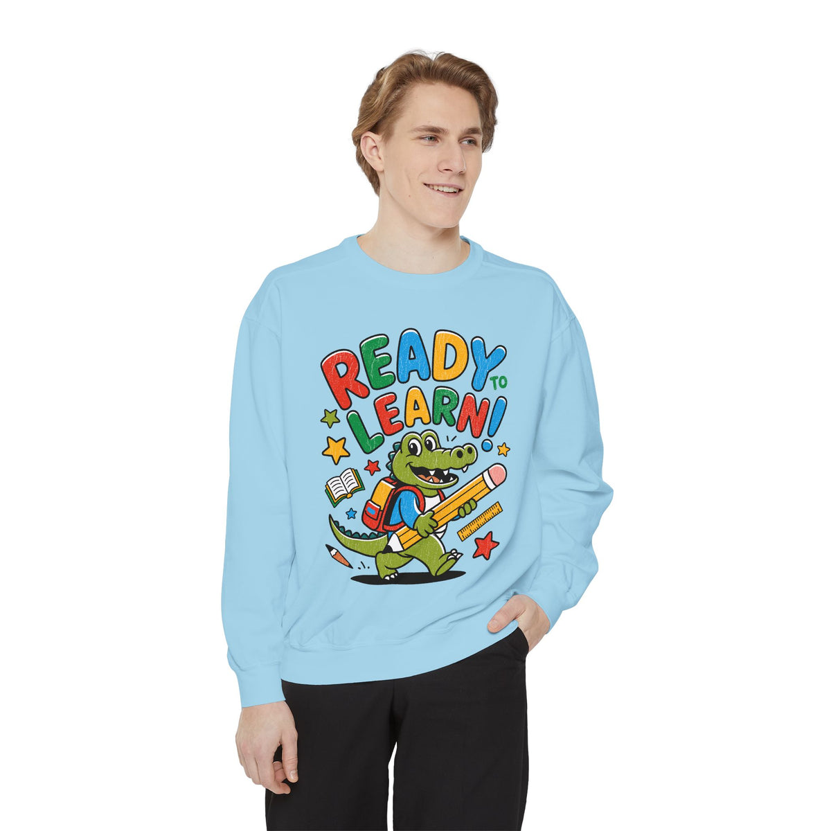 Ready to Learn Alligator Sweatshirt, Colorful Back to School Pullover, Cute Student Gift, Preschool Teacher Outfit, Classroom Style