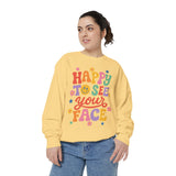 Happy to See Your Face Sweatshirt, Colorful Teacher Crewneck, Retro Classroom Shirt, Back to School Outfit, Educator Appreciation Gift