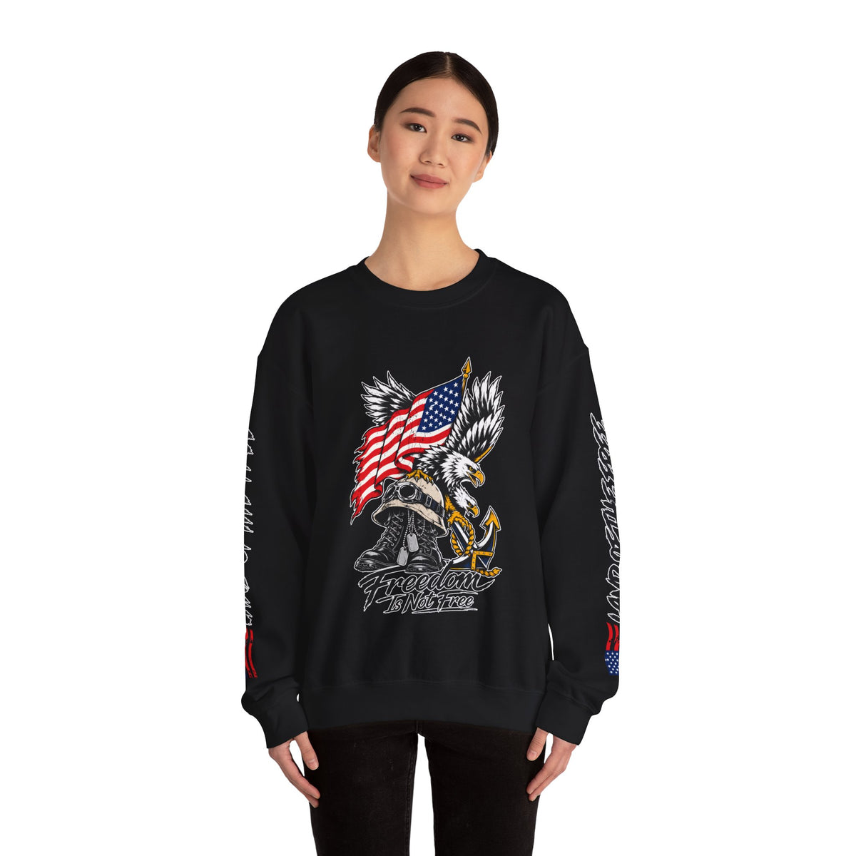 Freedom Is Not Free Sweatshirt, Patriotic Eagle Pullover, American Flag Military Style, Veterans Gift, USA Pride, Americana Clothing