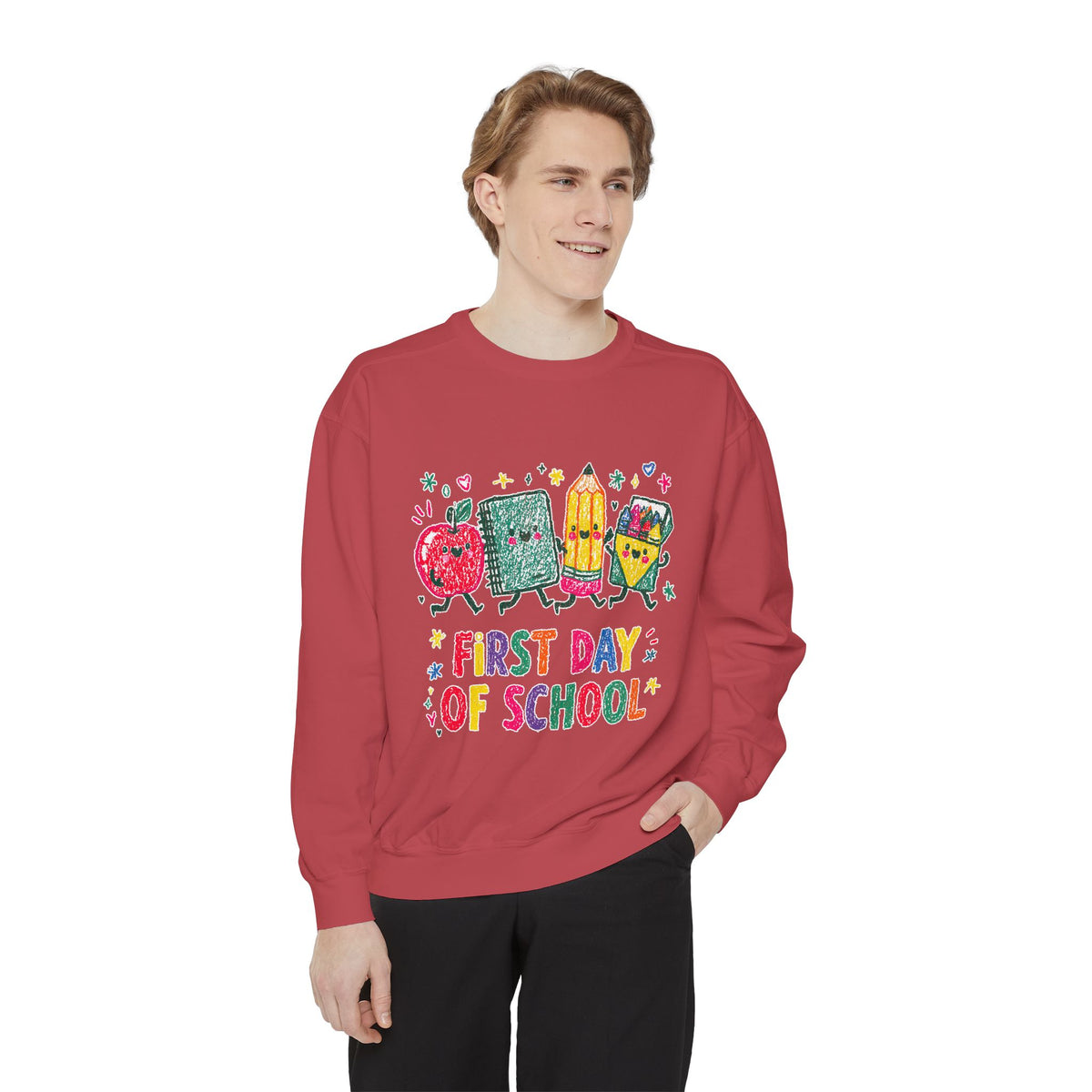 First Day of School Sweatshirt, Colorful School Supplies Pullover, Cute Teacher Outfit, Student Back to Class Gift, Classroom Crewneck