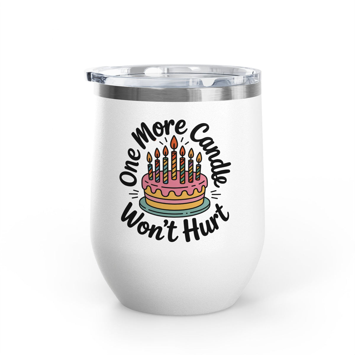 Funny Birthday Wine Tumbler, One More Candle Won't Hurt Cake Design, Getting Older Gift for a Best Friend or Coworker Who Loves a Laugh