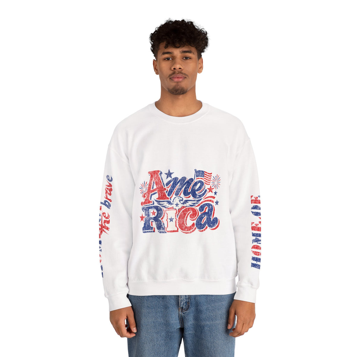 America Graphic Sweatshirt, Vintage USA Pullover, Patriotic American Flag Top, Fourth of July Outfit, Americana Gift for Women