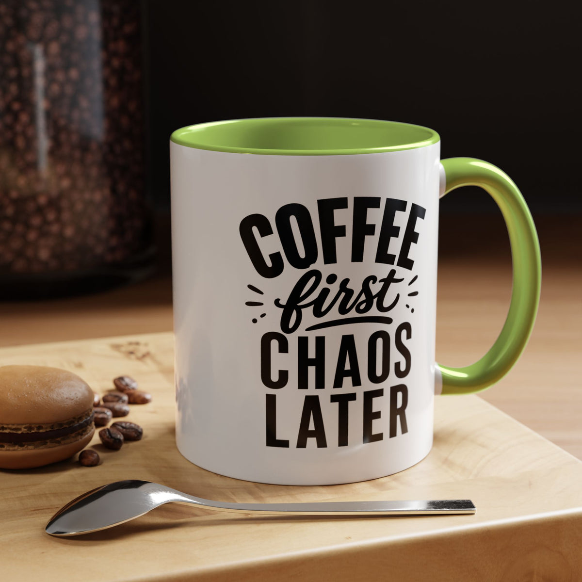 Funny Coffee Lover Mug, Coffee First Chaos Later Mug, Morning Coffee Quote Cup, Caffeine Lover Gift, Office Coffee Mug for Coworkers