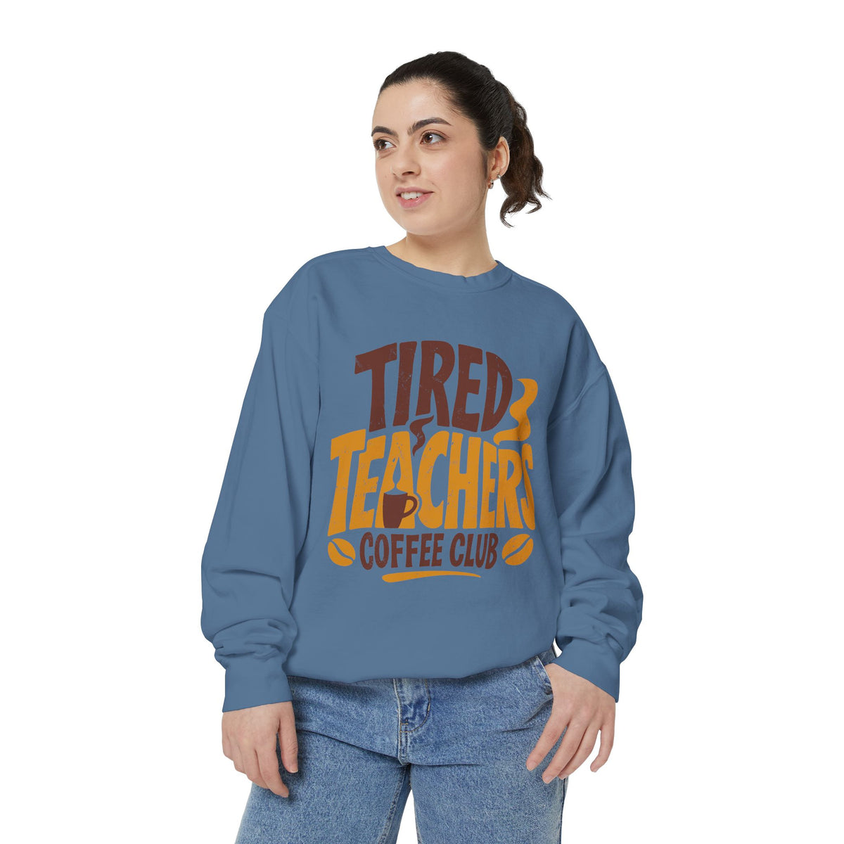 Funny Teacher Coffee Club Comfort Colors Sweatshirt, Tired Teachers Club Graphic Sweatshirt, Teacher Appreciation Gift for Coffee Lovers