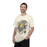 Celestial Sun Graphic Shirt, Blue and Gold Cosmic T-Shirt, Mystical Night Sky Tee, Astrology Gift for Stargazers and Dreamers, Gift Idea