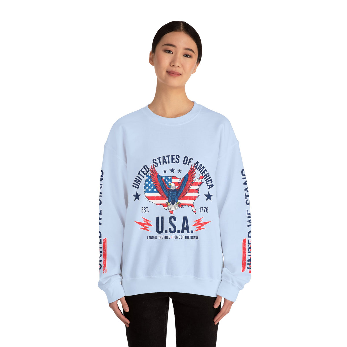 United We Stand Sweatshirt, American Eagle USA Pullover, Patriotic Flag Top, Vintage Americana Clothing, Fourth of July Gift for Women