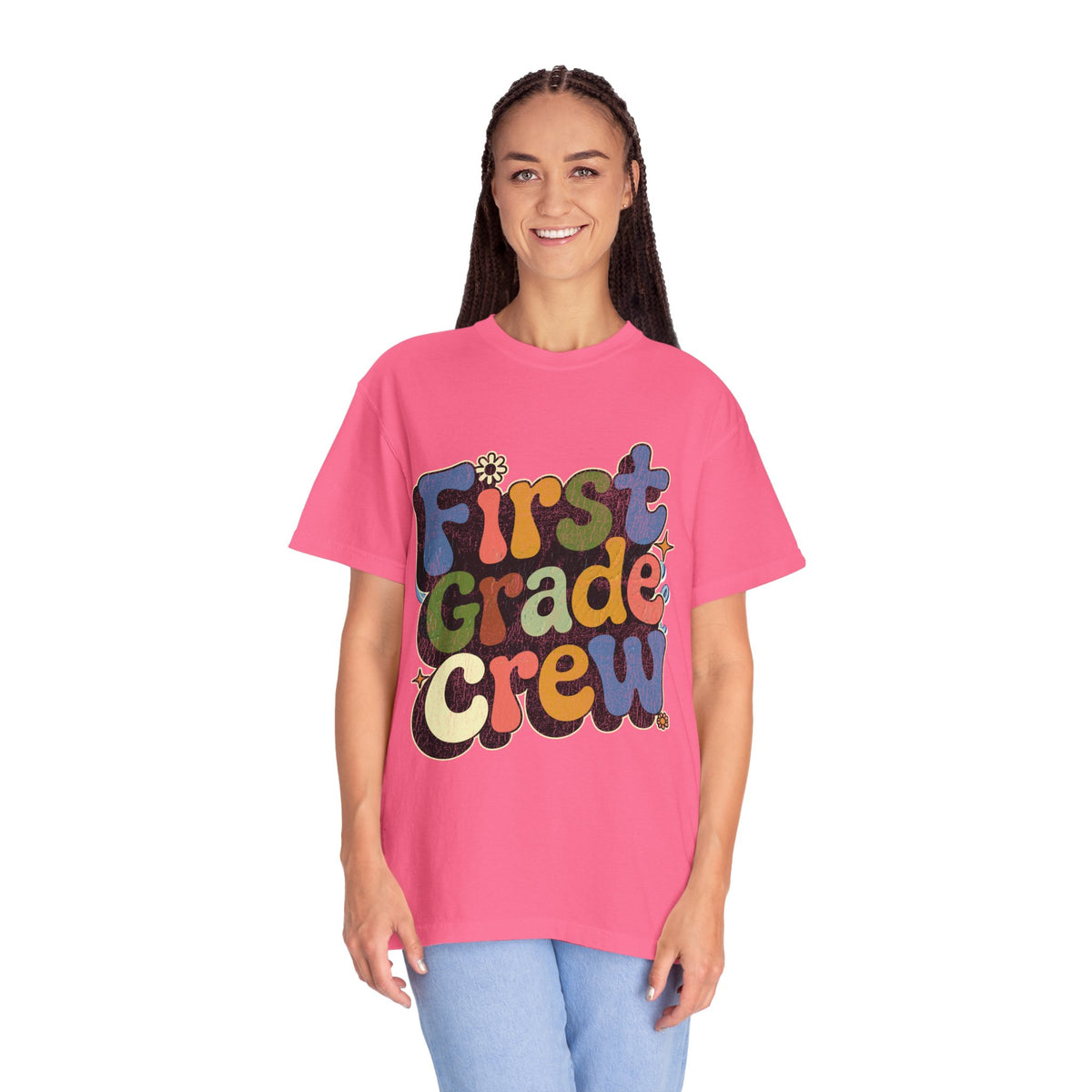 First Grade Crew T-Shirt, Retro Teacher Team Graphic Tee, Elementary School Staff Gift, First Day Classroom Outfit, Grade One Shirt