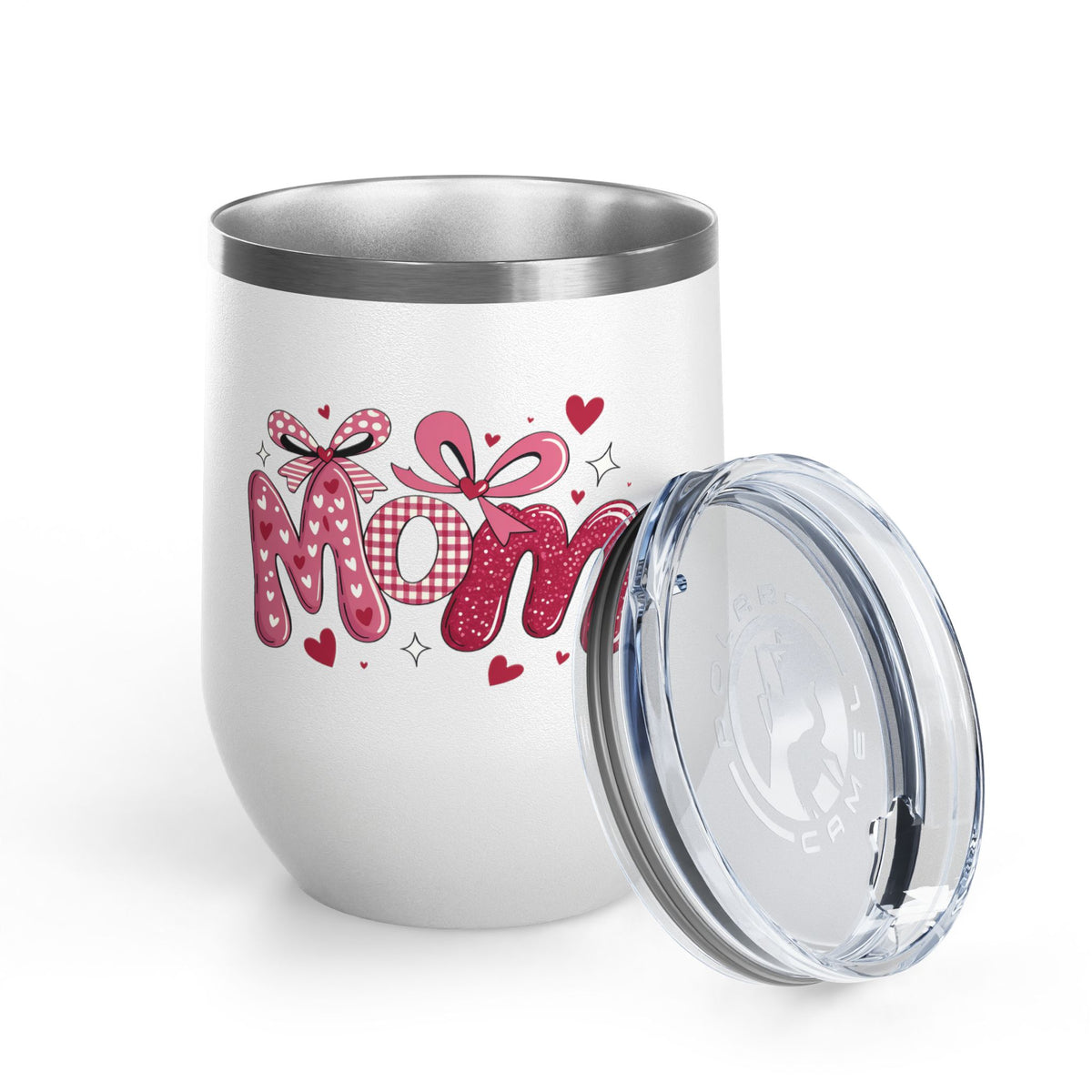 Mom Wine Tumbler, Mother's Day Gift for Mom, Pink Bow Drinkware, Mom Gift from Daughter, Personalized Style, Cute Wine Cup for Her