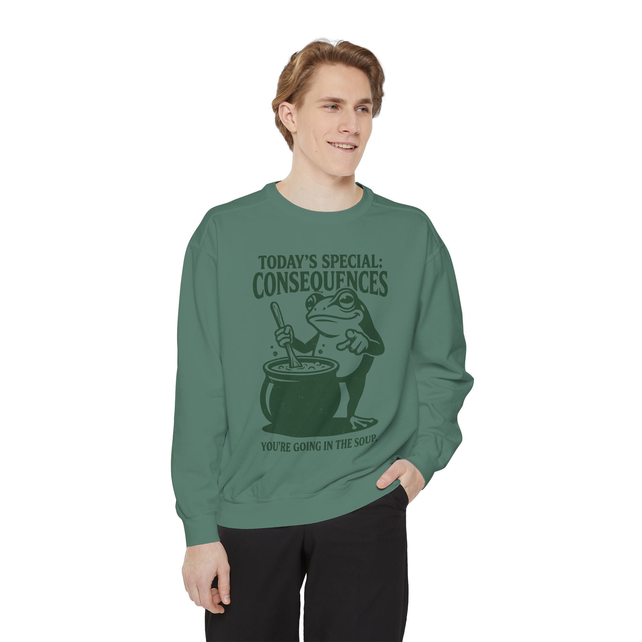 Funny Frog Comfort Colors Sweatshirt, Today's Special Consequences Graphic Crewneck, Sarcastic Meme Sweatshirt Gift