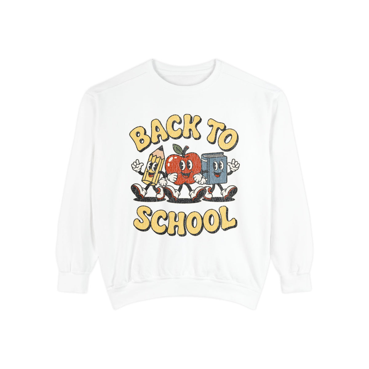 Back to School Sweatshirt, Retro Apple Pencil and Book Pullover, Teacher Crewneck, First Day Classroom Outfit, Educator Gift, School Staff