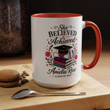 Personalized Graduation Mug for Her, She Believed and Achieved Coffee Cup, Custom Name Class of 2027 Gift, Floral Graduation Keepsake