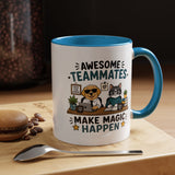 Awesome Teammates Coffee Mug, Coworker Appreciation Gift, Funny Dog and Cat Office Cup, Team Thank You Present for Colleague or Boss