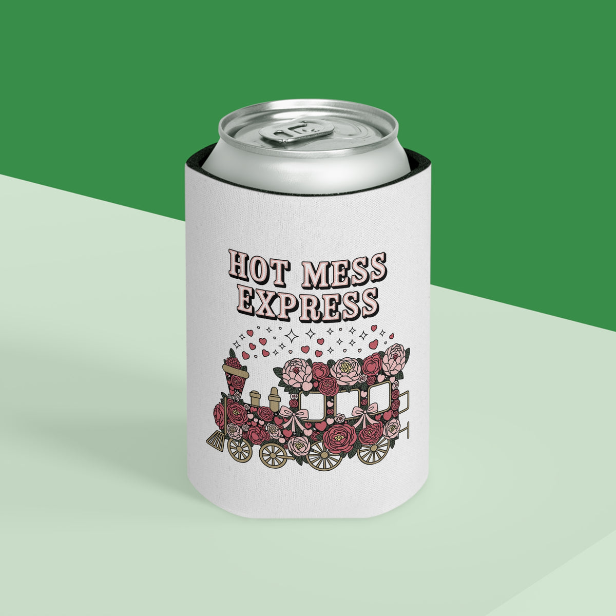 Hot Mess Express Can Cooler, Floral Drink Sleeve, Funny Gift for Busy Moms, Besties, Coworkers and Chaos Coordinators