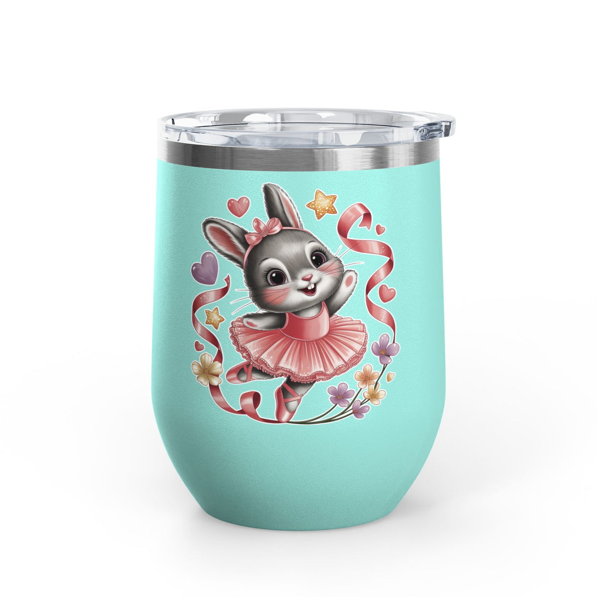 Ballet Bunny Wine Tumbler, Cute Pink Rabbit Cup, Gift for Ballerinas, Dance Students, Bunny Lovers and Ballet Besties