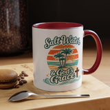 Christian Beach Lover Coffee Mug, Salt Water and God's Grace Mug, Coastal Faith Gift, Religious Ocean Lover Cup, Christian Gift